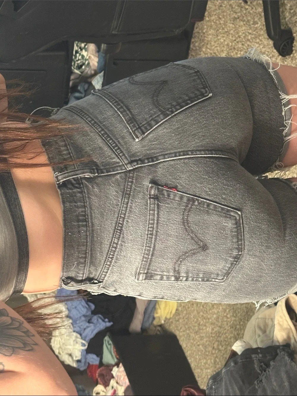 Levi’s High-Waist Gray Denim‎ Cutoff Shorts